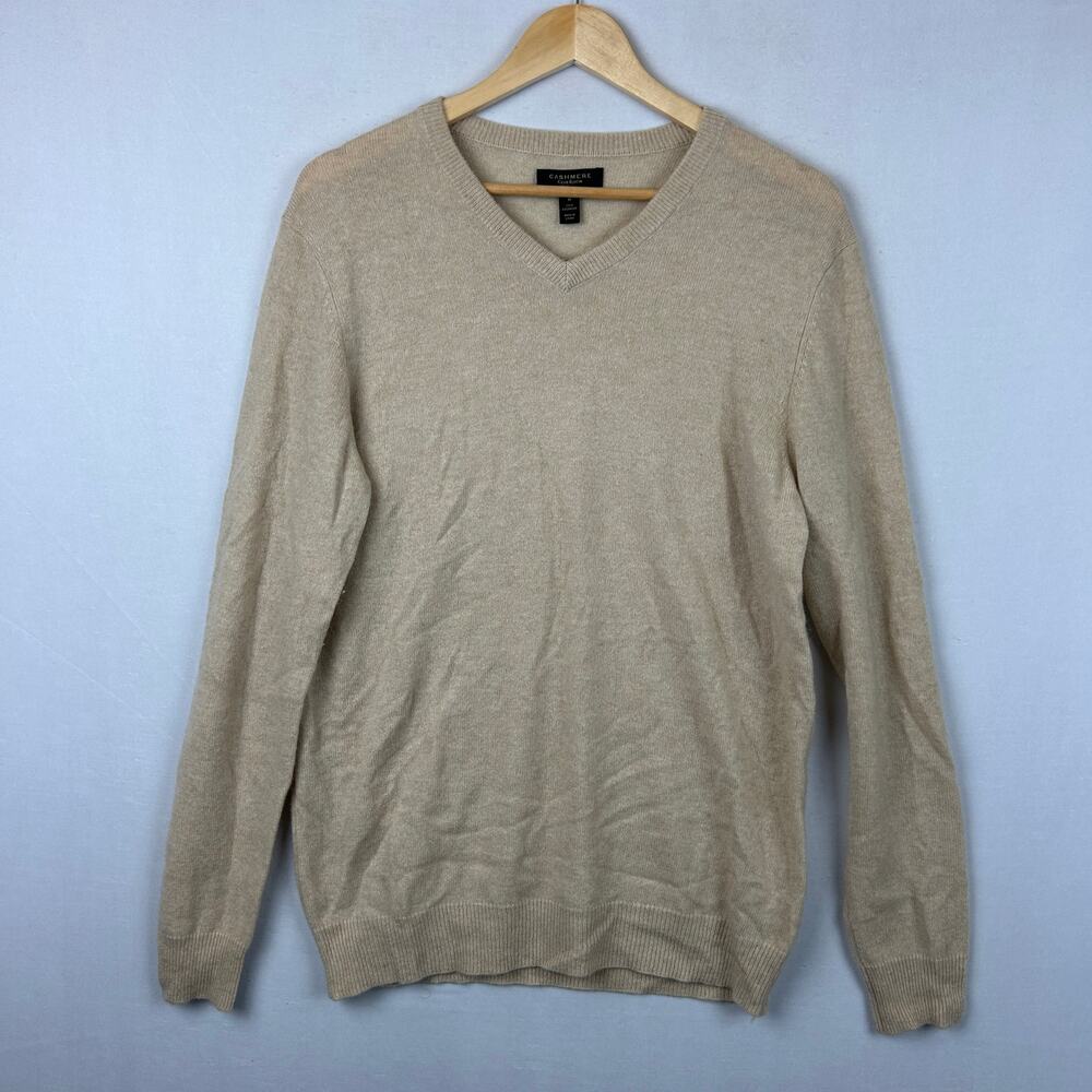 Club Room Luxury 100% Cashmere V Neck Tan Sweater 100062507 Men's Size M